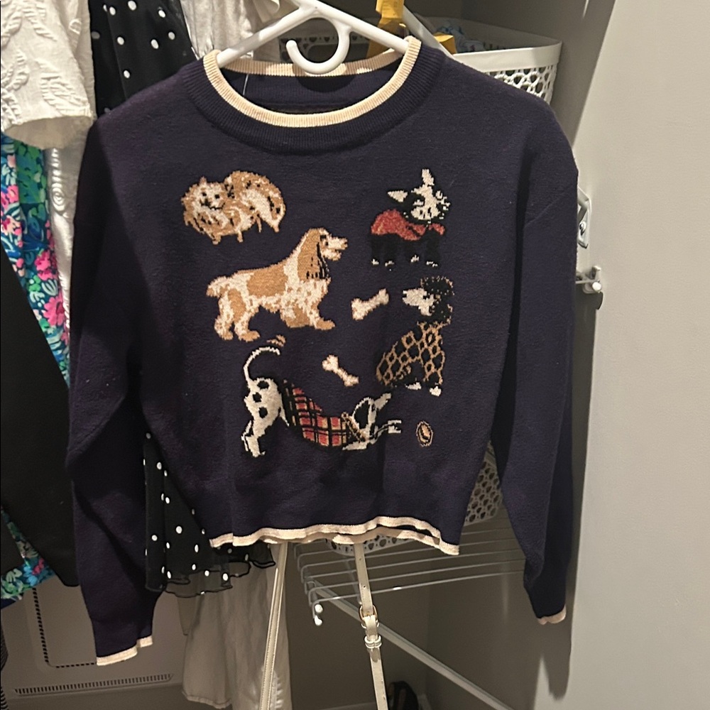 Cider Navy Dog Pattern Sweater